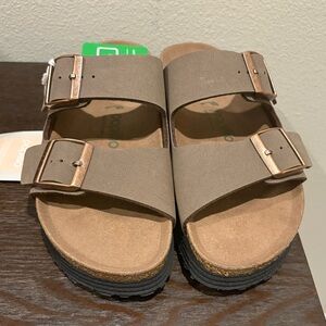Papillio by Birkenstock Two-Strap Slide Sandal-Arizona Platform Size 37